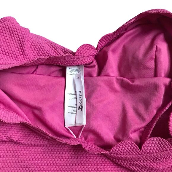 Cupshe Womens Textured One Piece Swimsuit Bathing Suit Sz XS Pink Scalloped Trim - Picture 5 of 6